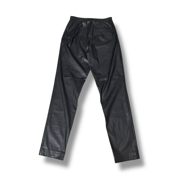 NWT French Connection Black Faux Leather Straight Leg Pants | Size 8 - Picture 4 of 9